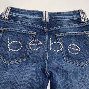 Bebe Rhinestone Y2K Low Rise Jeans Sz 27